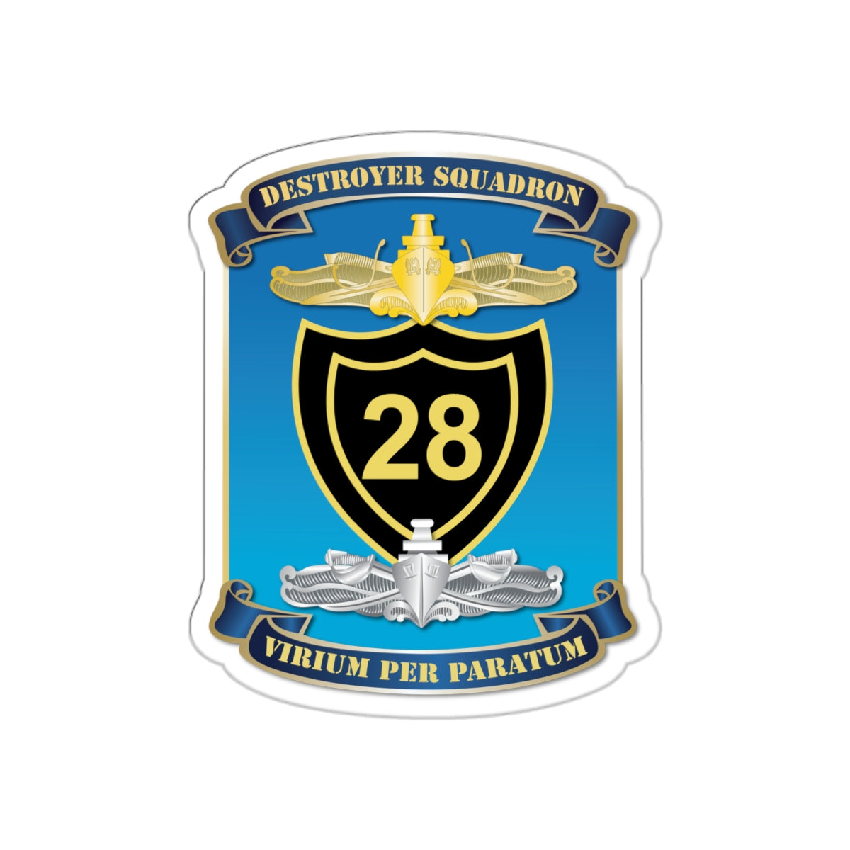 Die-Cut Vinyl Sticker - Navy - Destroyer Squadron 28 (DESRON-28) wo Txt