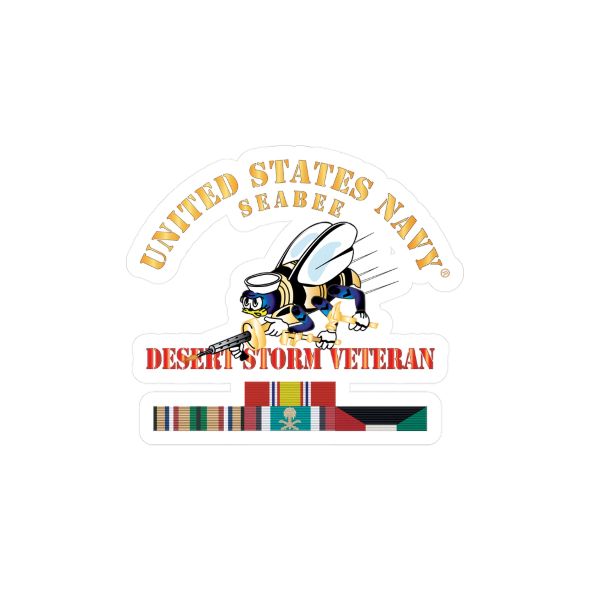 Kiss-Cut Vinyl Decal - Navy - Seabee - Desert Storm Veteran