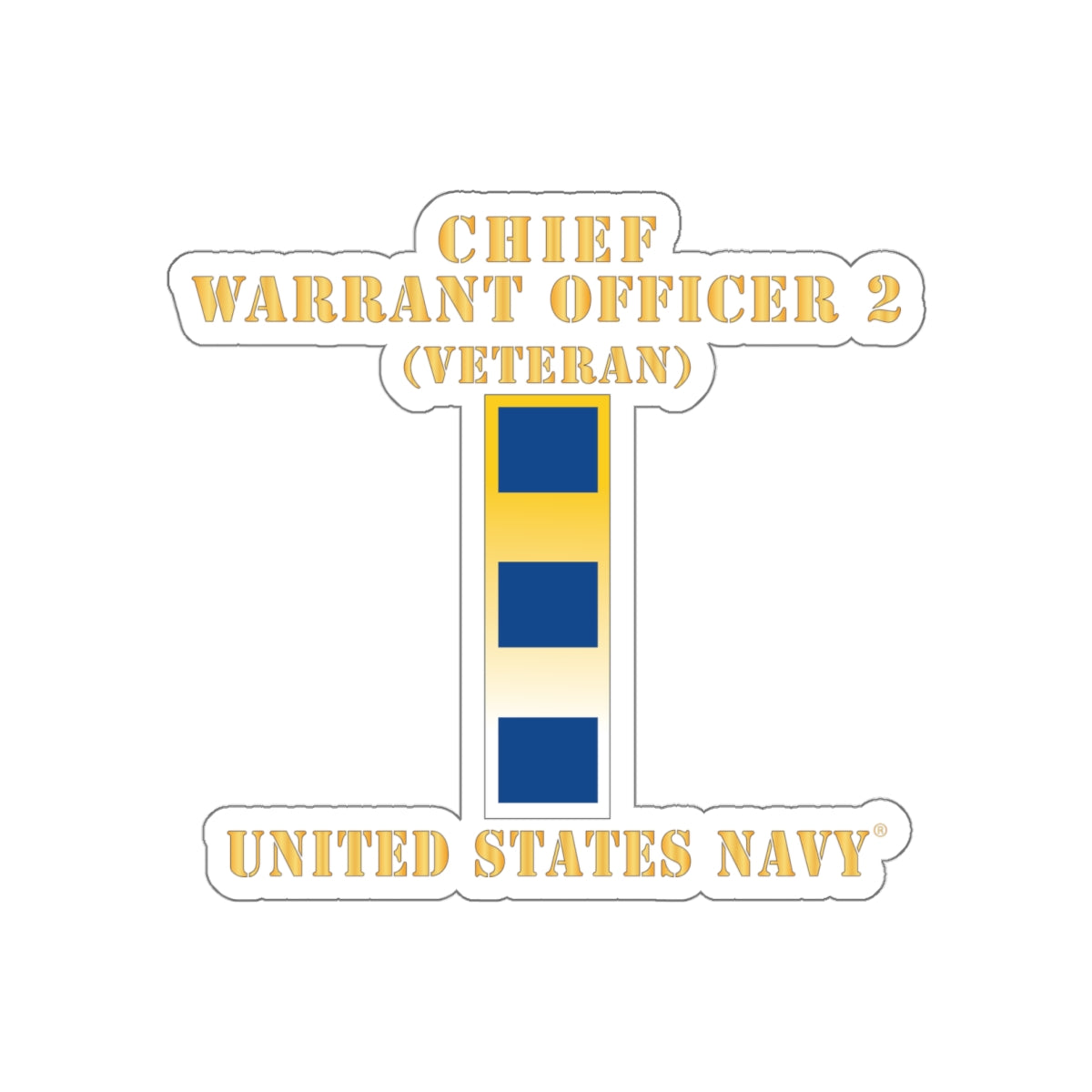 Die-Cut Vinyl Sticker - Navy - Chief Warrant Officer 2 - CW02 - Veteran