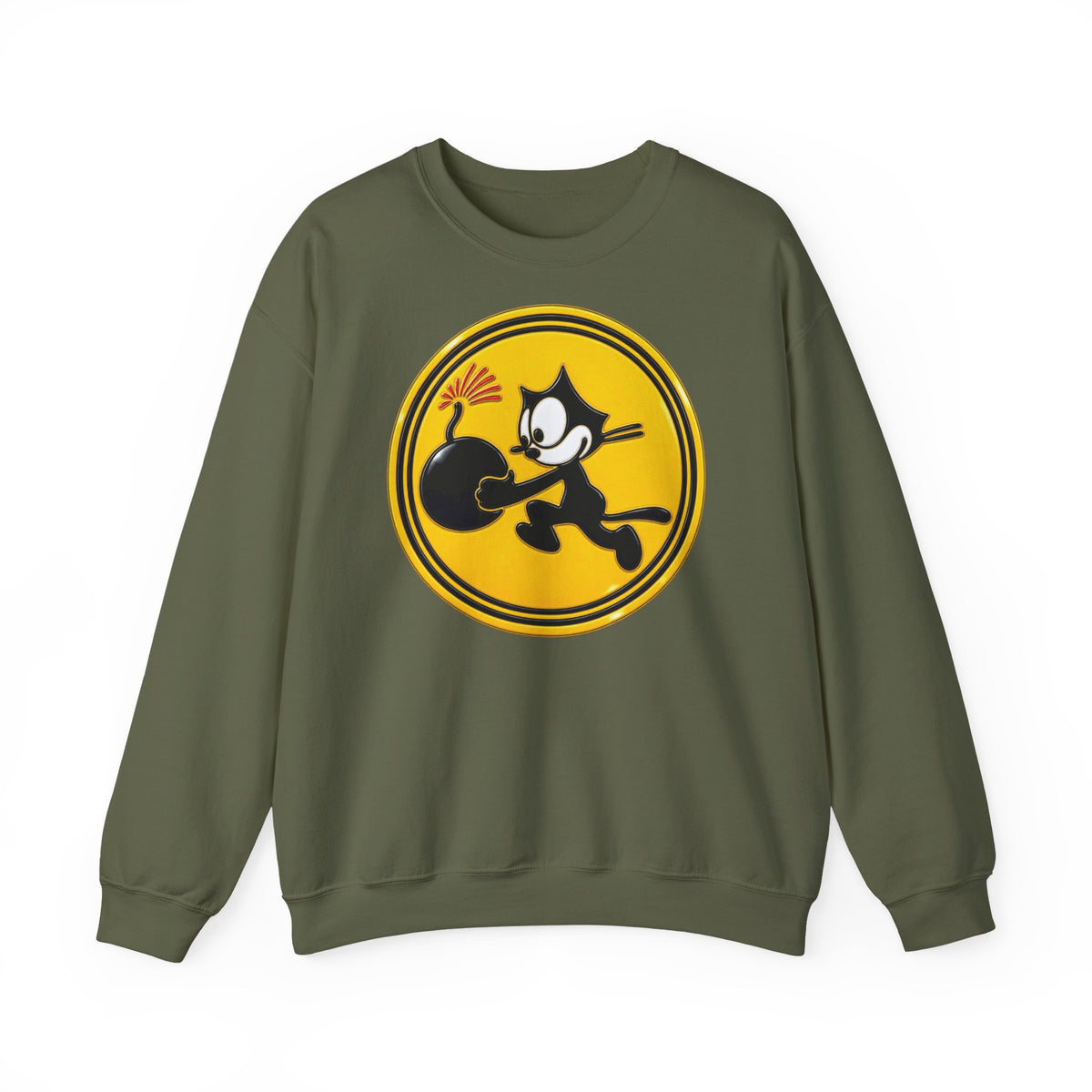 Unisex Heavy Blend™ Crewneck Sweatshirt - NAVY - VF - 3 - WWII Felix Insignia - 3D - Enhanced