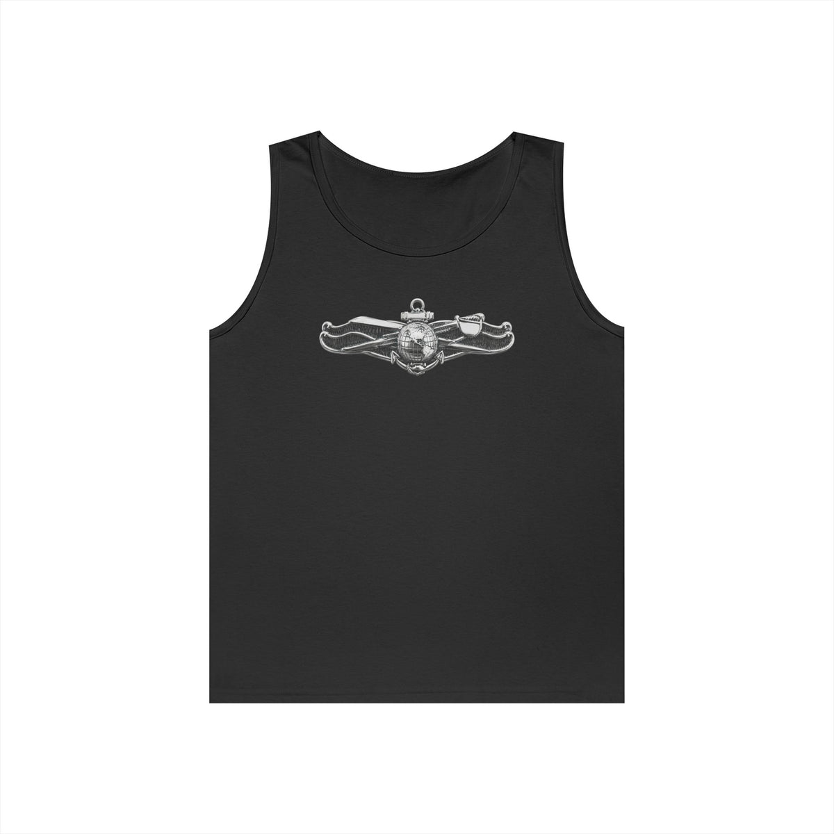 Unisex Heavy Cotton Tank Top - Navy - Badge - Information Warfare wo txt - Enlisted - 3D - Enhanced