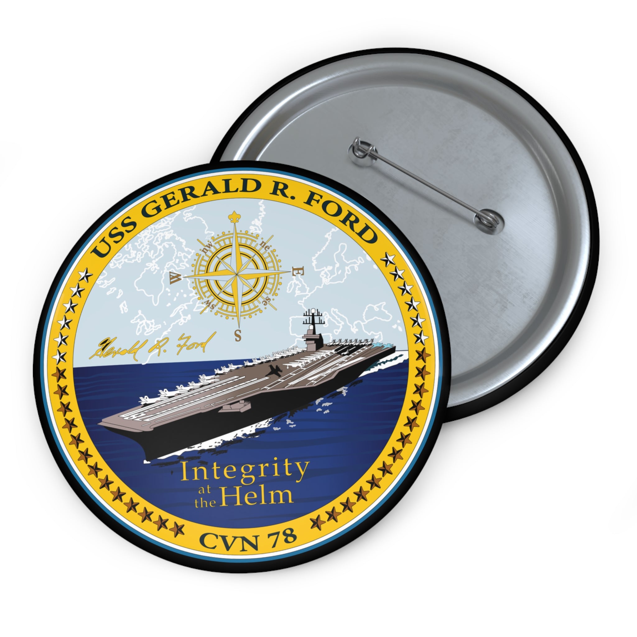 Custom Pin Button - Navy - USS Gerald R. Ford (CVN-78) wo txt