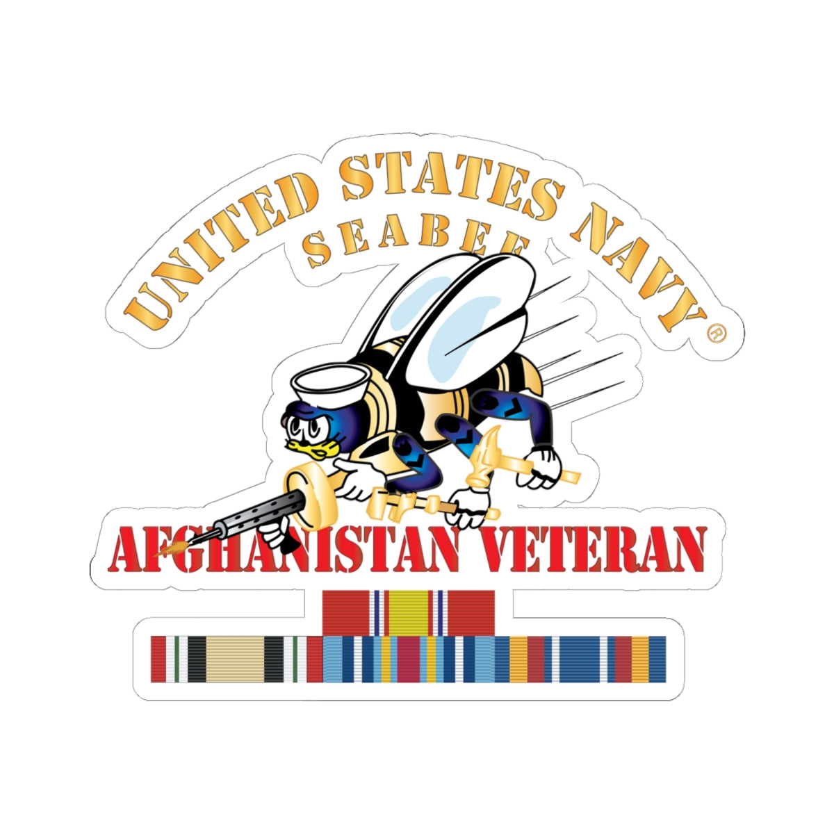 Kiss-Cut Stickers - Navy - Seabee - Afghanistan Veteran