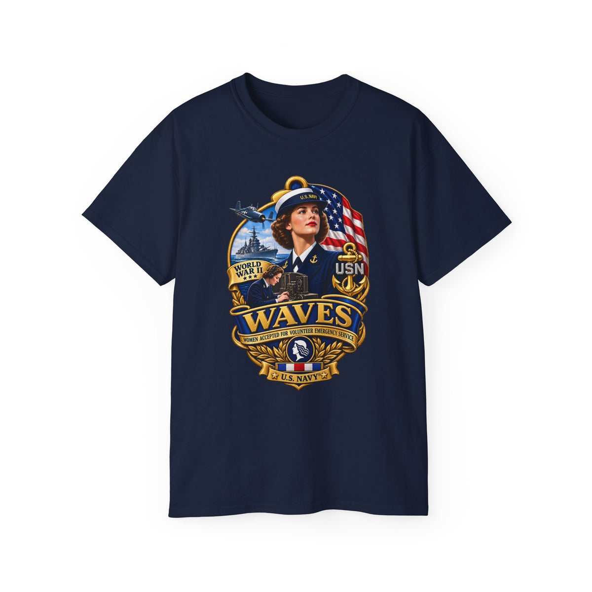 Unisex Ultra Cotton T-Shirt - WAVES - Women Accepted for Volunteer Emergency Service WWII - 3D - Enhanced