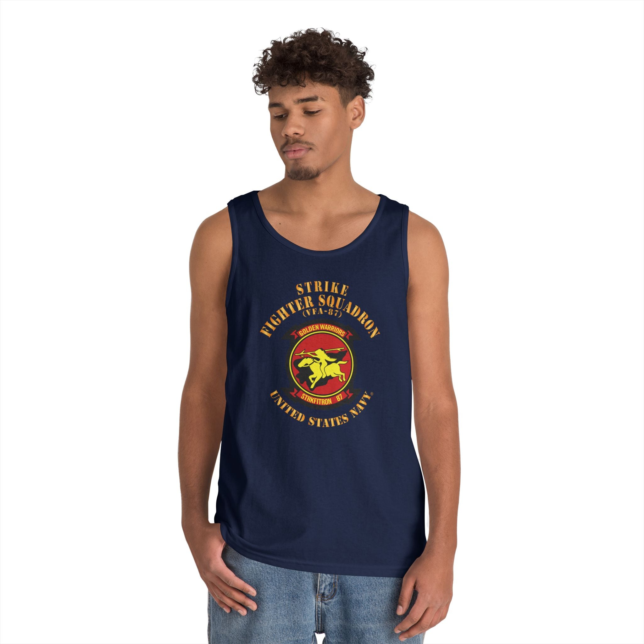 Unisex Heavy Cotton Tank Top - Navy - Strike Fighter Squadron 87 (VFA-87)