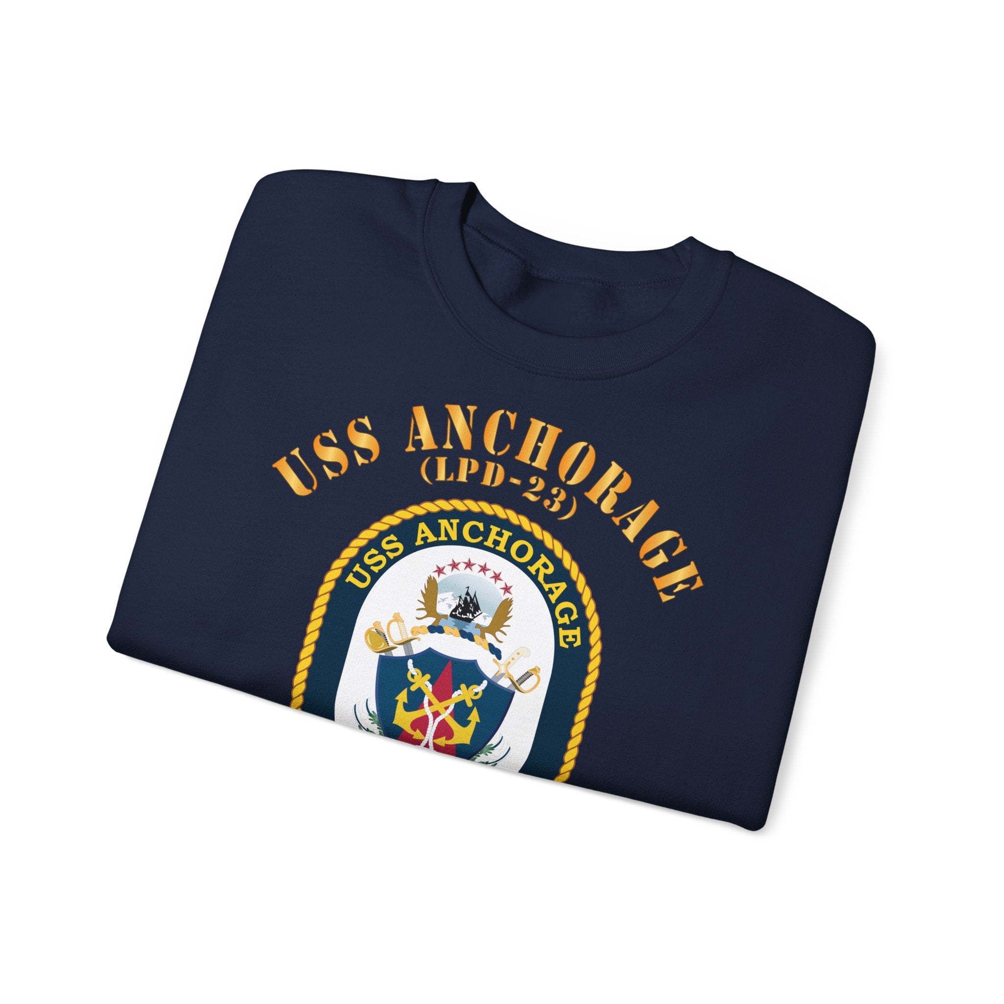 Unisex Heavy Blend™ Crewneck Sweatshirt - Navy - USS Anchorage (LPD-23)