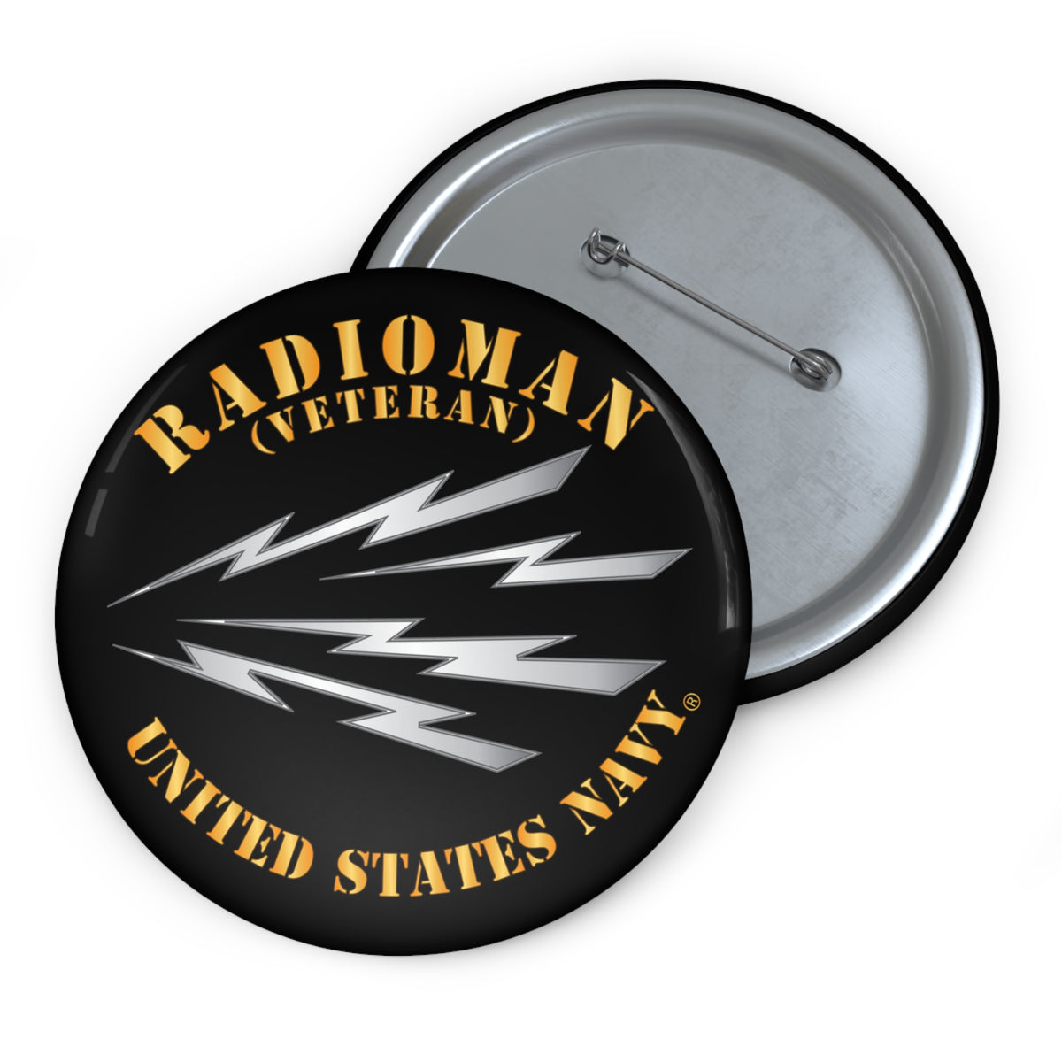 Custom Pin Button - Navy - Rate - Radioman (RM) - Veteran