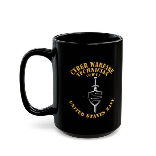 Black Mug (11oz, 15oz) - Navy - Rate - Cyber Warfare Technician (CWT)
