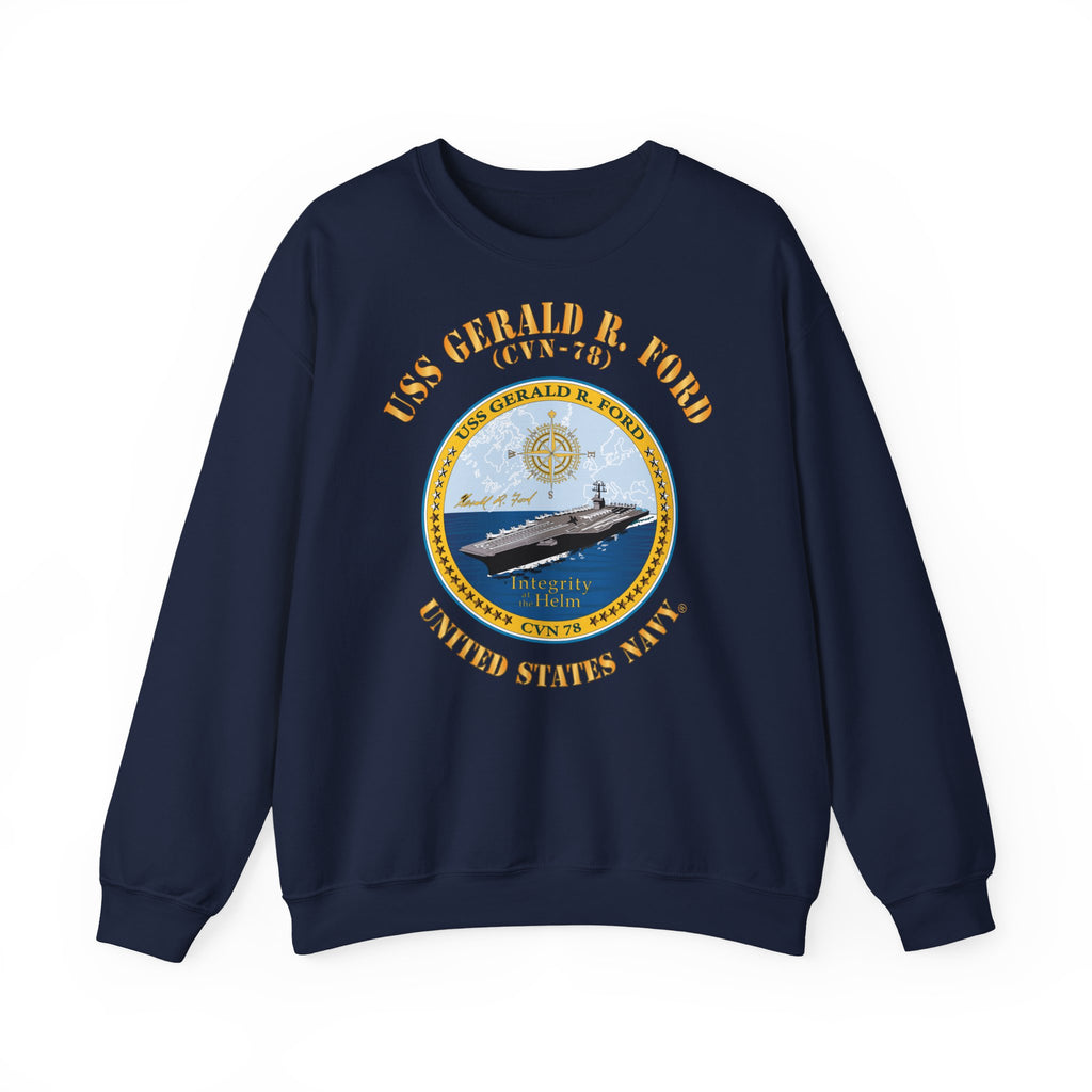 Unisex Heavy Blend™ Crewneck Sweatshirt - Navy - USS Gerald R. Ford (CVN-78)