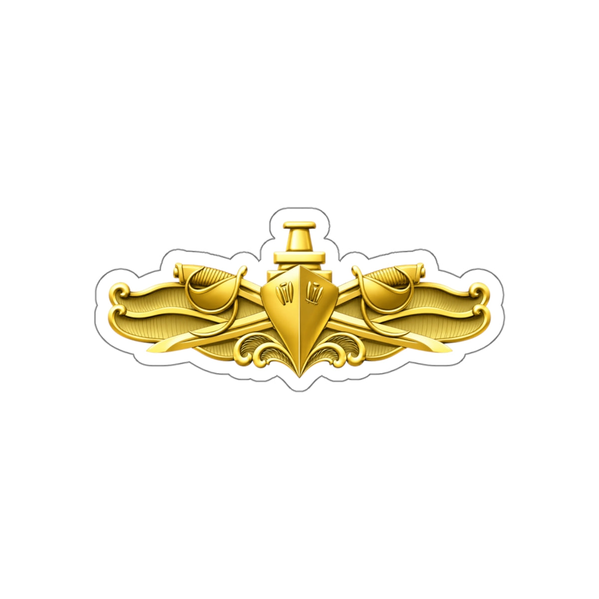 Die-Cut Vinyl Sticker - Navy - Badge - Surface Warfare Officer (SWO) wo txt - 3D - Enhanced