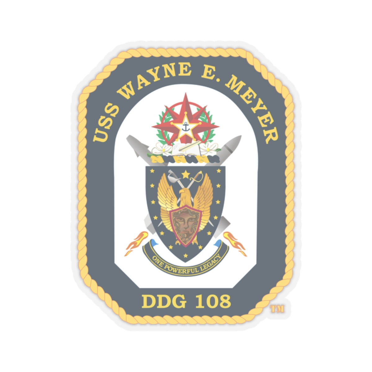 Kiss-Cut Stickers - Navy - USS Wayne E. Meyer (DDG-108) wo txt X 300
