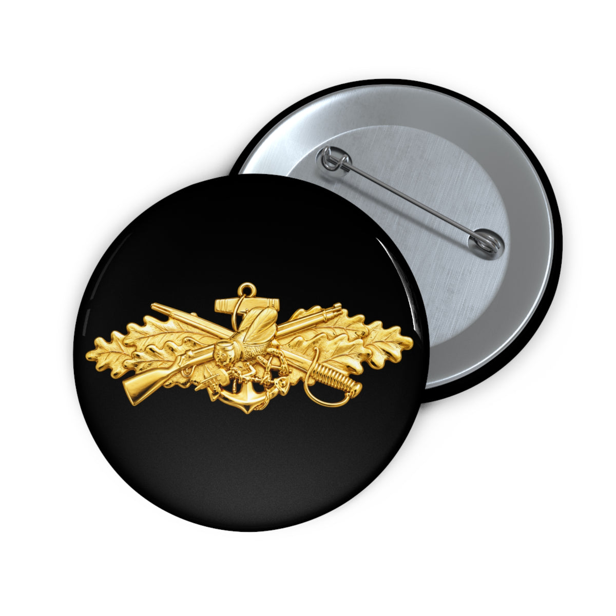 Pin Button - Navy - Badge - Seabee combat warfare specialist wo txt - Officer - 3D - Enhanced
