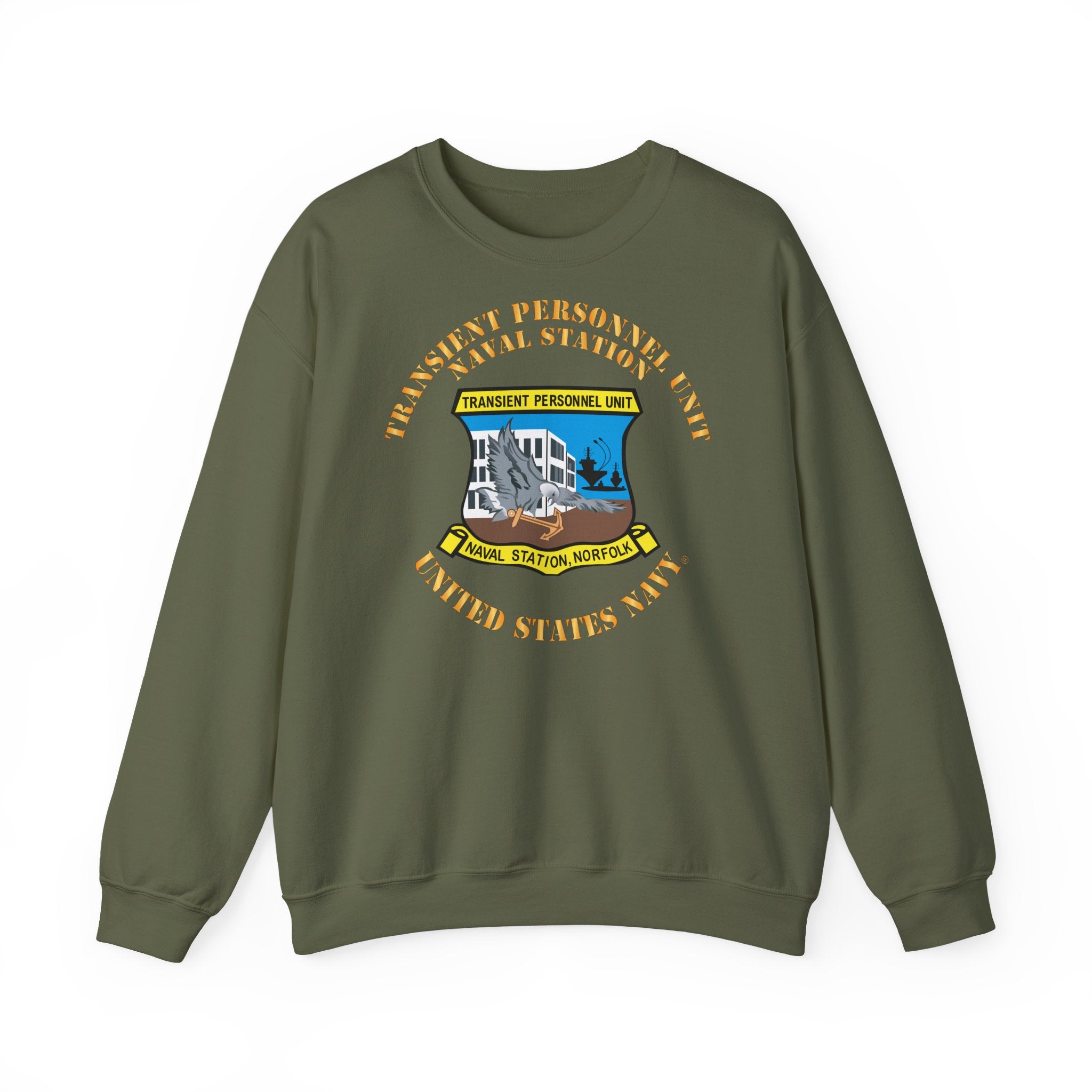 Unisex Heavy Blend™ Crewneck Sweatshirt - Navy - Transient Personnel Unit - Naval Station Norfolk