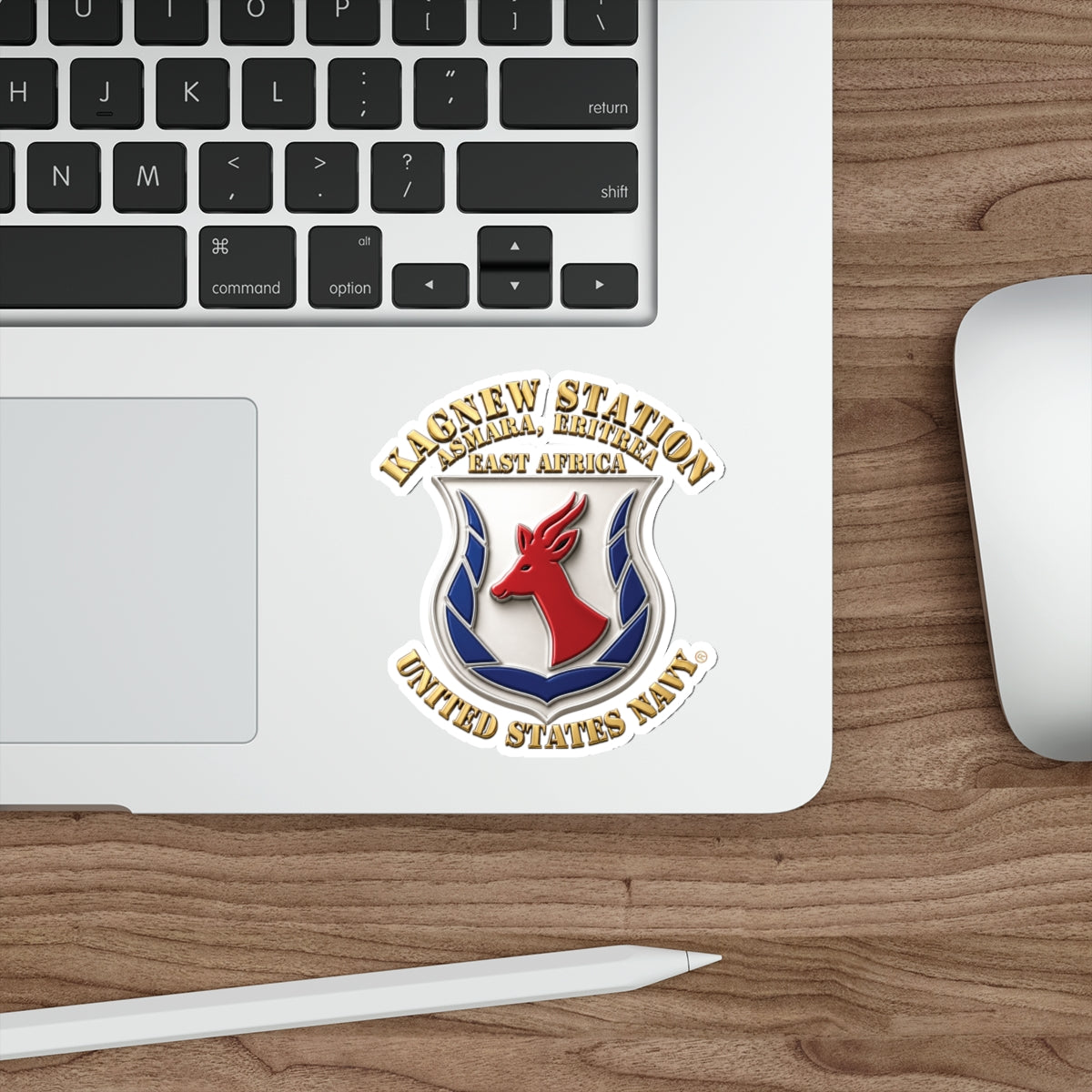 Die-Cut Vinyl Sticker - Navy - Kagnew Station - Asmara, Eritrea - East Africa - 3D X 300