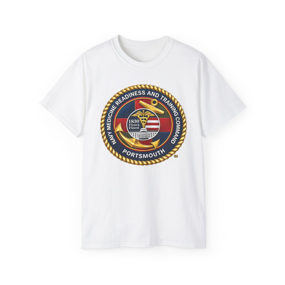 Unisex Ultra Cotton T-Shirt - Navy - Naval Medical Center Portsmouth wo txt - 3D - Enhanced