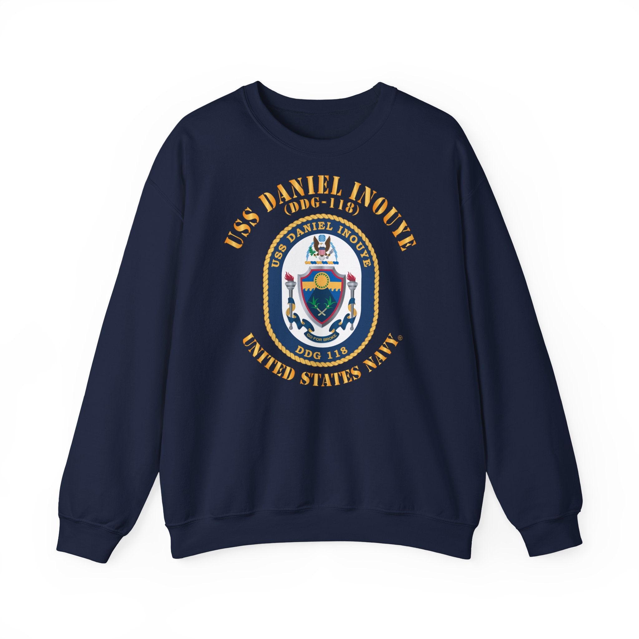 Unisex Heavy Blend™ Crewneck Sweatshirt - Navy - USS Daniel Inouye (DDG-118)
