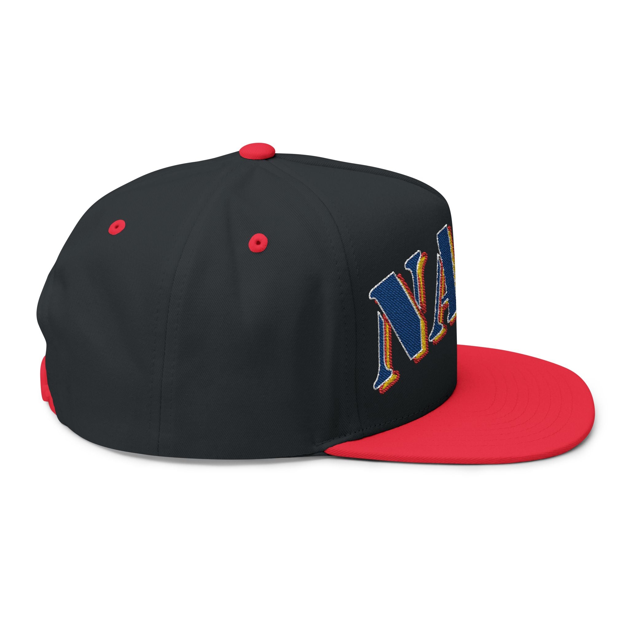 US Navy Embroidered Flat Bill Hat — Retro Varsity Military Style