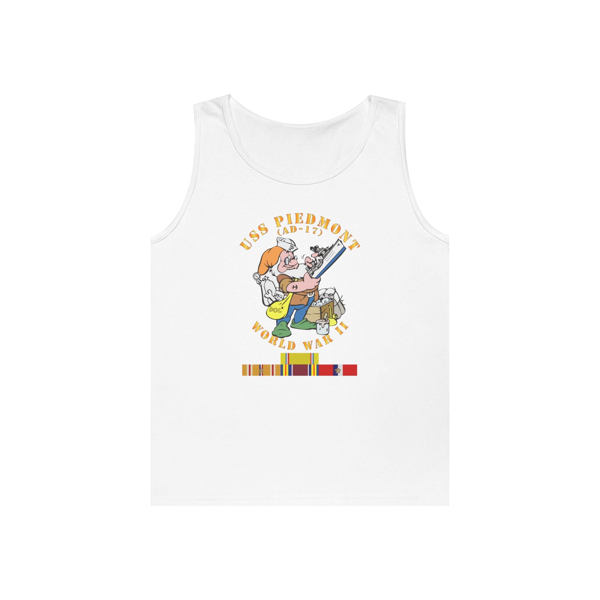 Unisex Heavy Cotton Tank Top - Navy - USS Piedmont (AD-17) w PAC SVC WWII