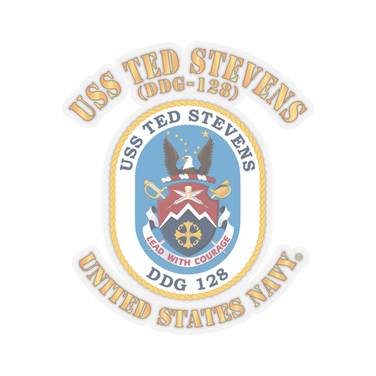 Kiss-Cut Stickers - Navy - USS Ted Stevens (DDG-128)
