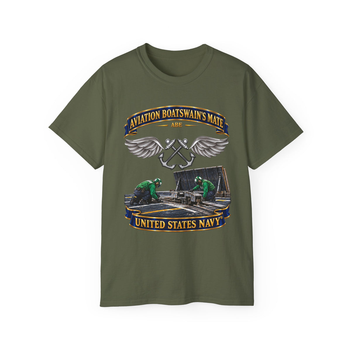 Unisex Ultra Cotton T-Shirt - Navy - Rate - Aviation Boatswain's Mate (ABE) - with Scene - 3D - Enhanced