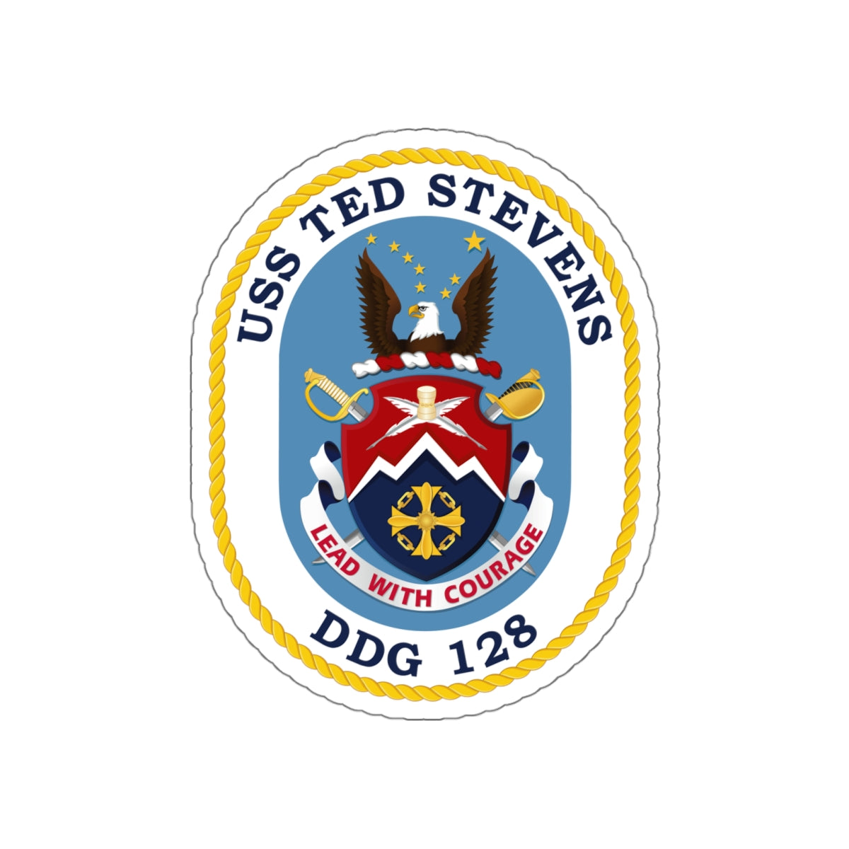 Die-Cut Vinyl Sticker - Navy - USS Ted Stevens (DDG-128) wo txt