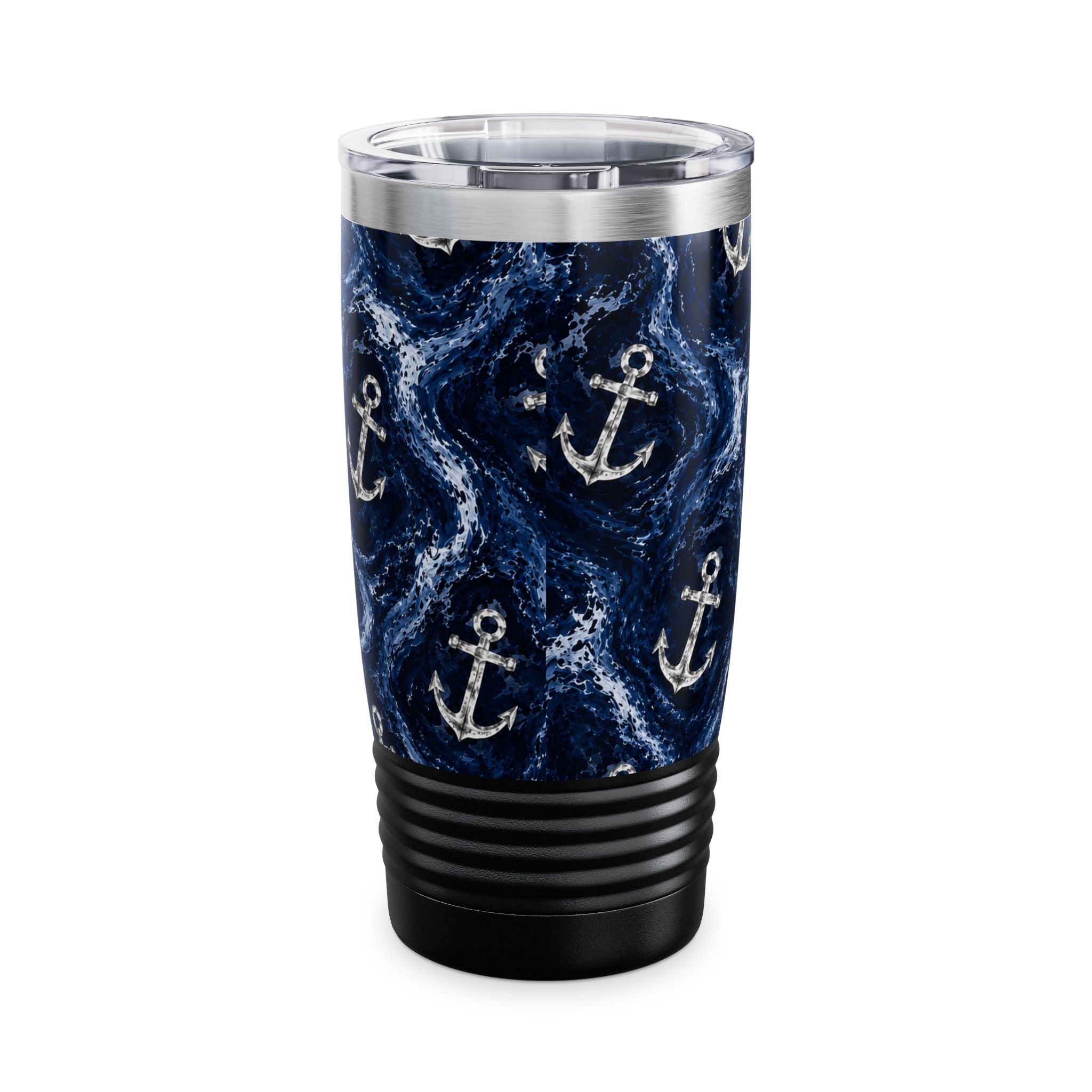 20oz Tumbler - Navy Anchor Wave