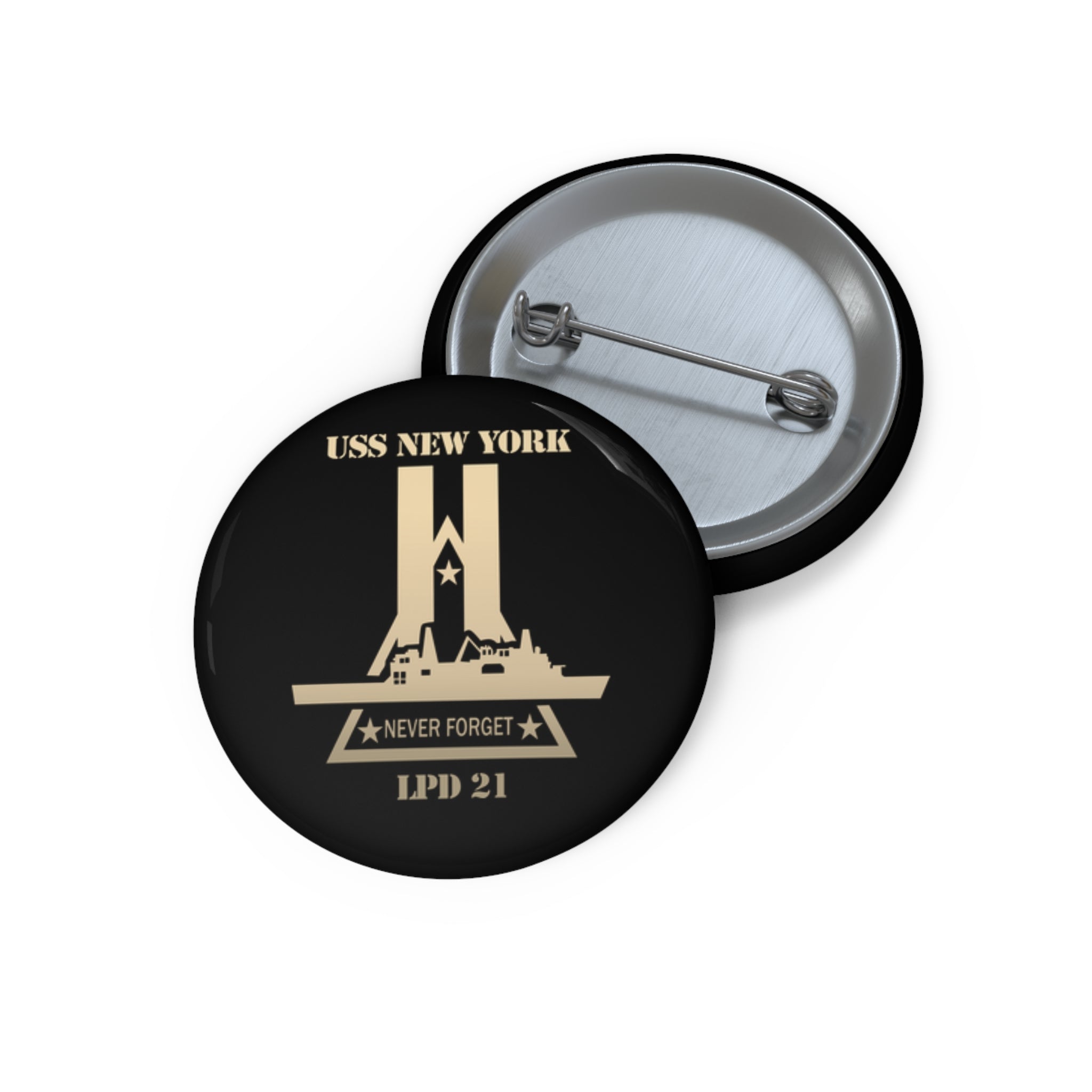 Custom Pin Button - Navy - USS New York (LPD-21) wo Txt X 300