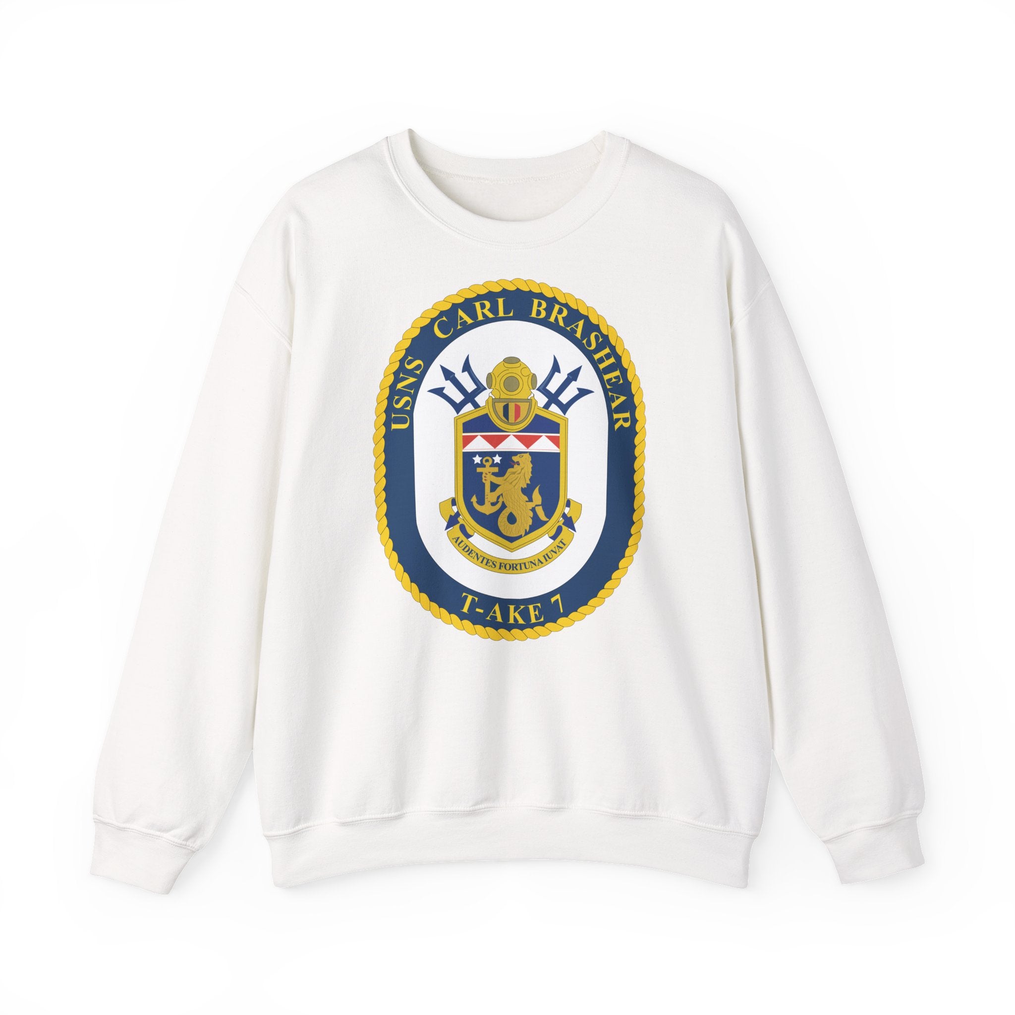 Unisex Heavy Blend™ Crewneck Sweatshirt - Navy - USNS Carl Brashear (T-AKE 7) wo txt
