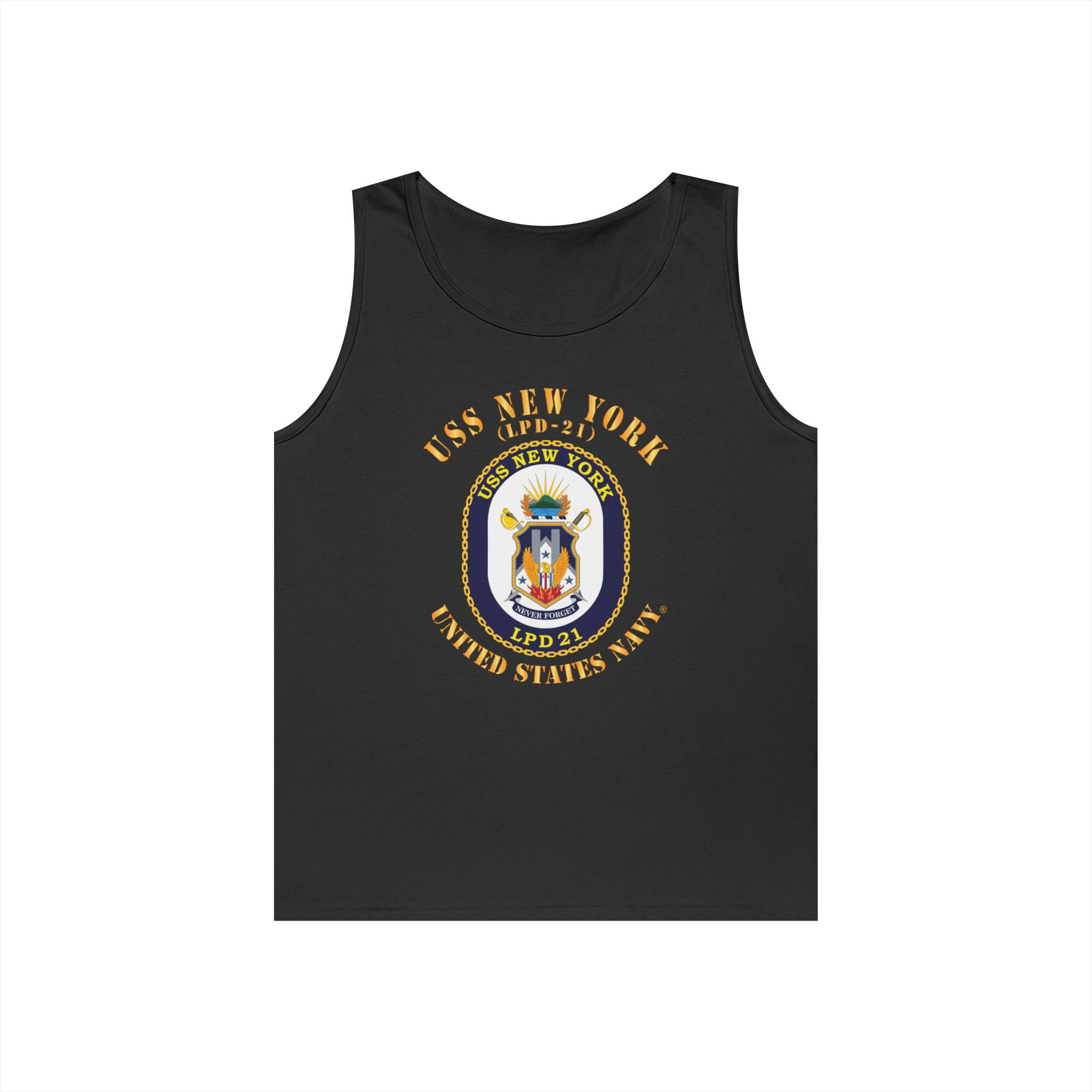 Unisex Heavy Cotton Tank Top - Navy - USS New York (LPD-21) X 300