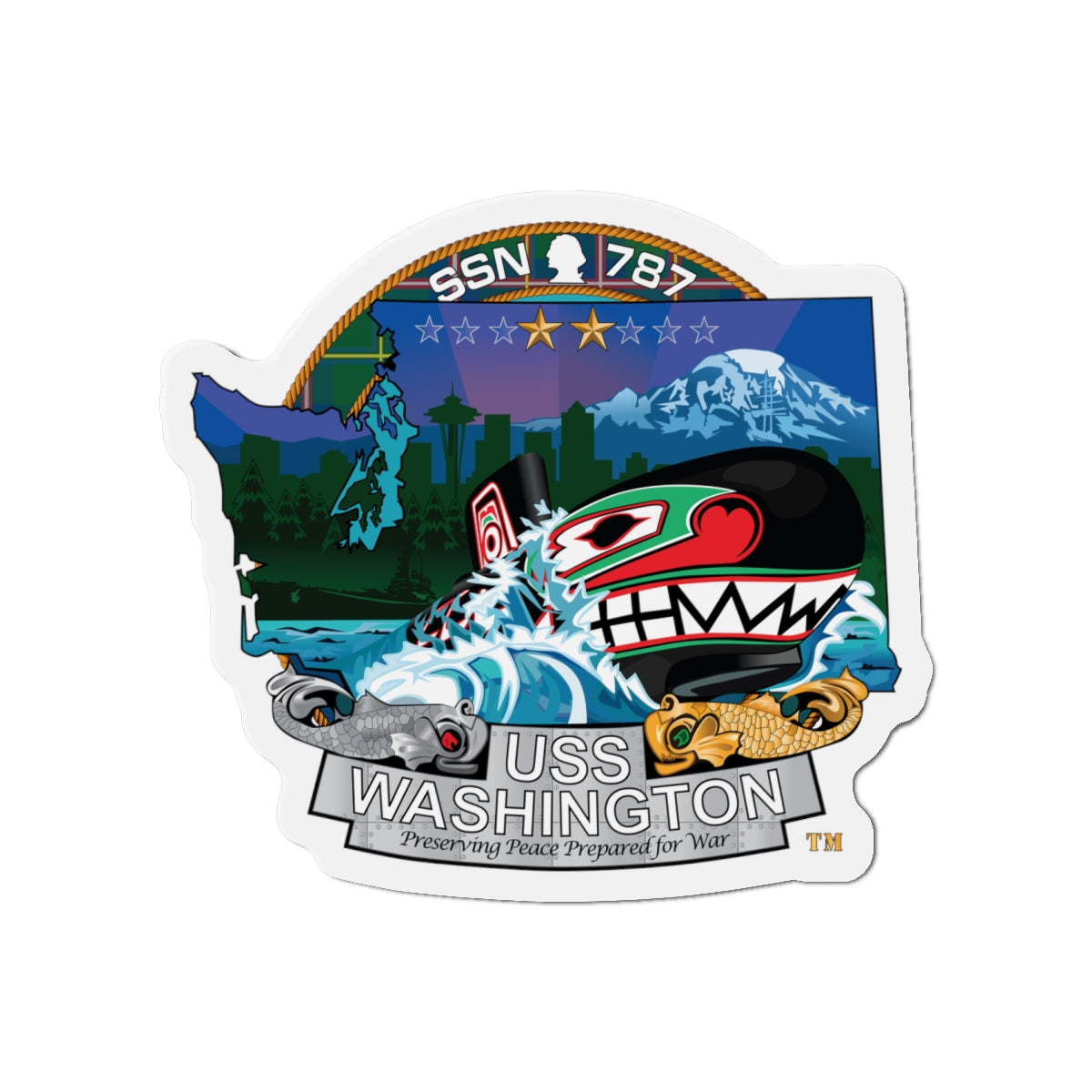Die-Cut Magnet - Navy - USS Washington (SSN-787) wo txt X 300