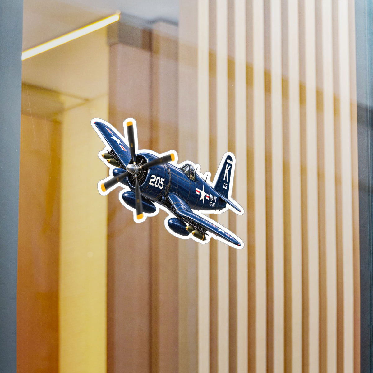 Kiss-Cut Vinyl Decal - NAVY - F4U-4 Corsair 205 (VF-32) - 3D - Enhanced
