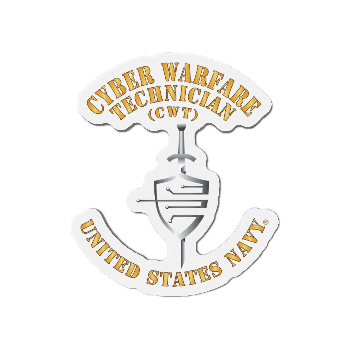 Die-Cut Magnet - Navy - Rate - Cyber Warfare Technician (CWT)