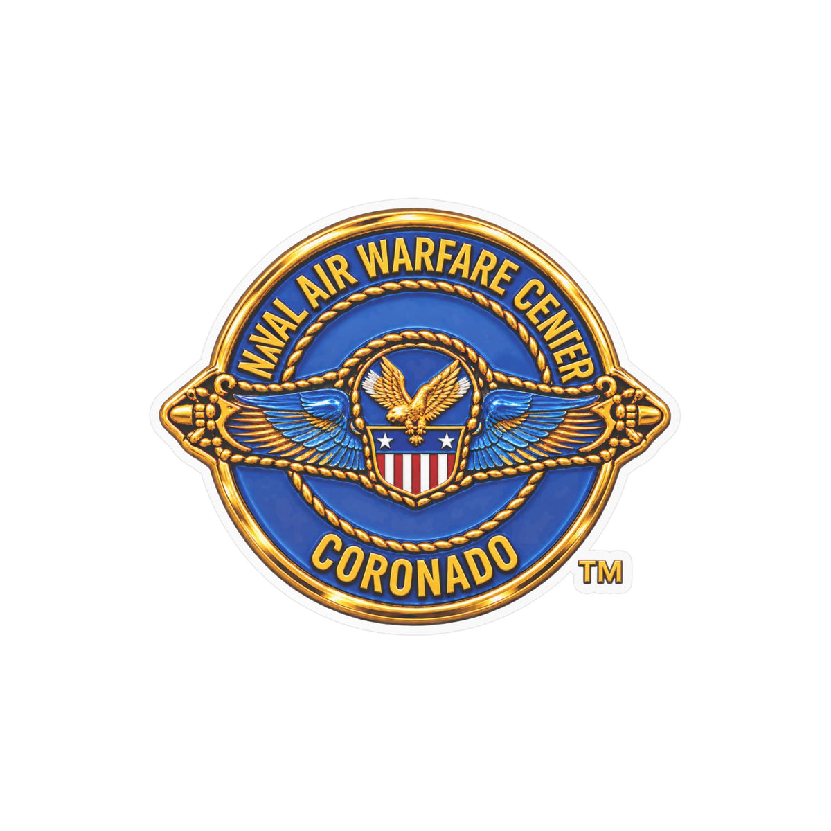 Kiss-Cut Vinyl Decal - Navy - Naval Air Warfare Center - Coronado - Crest - 3D - Enhanced