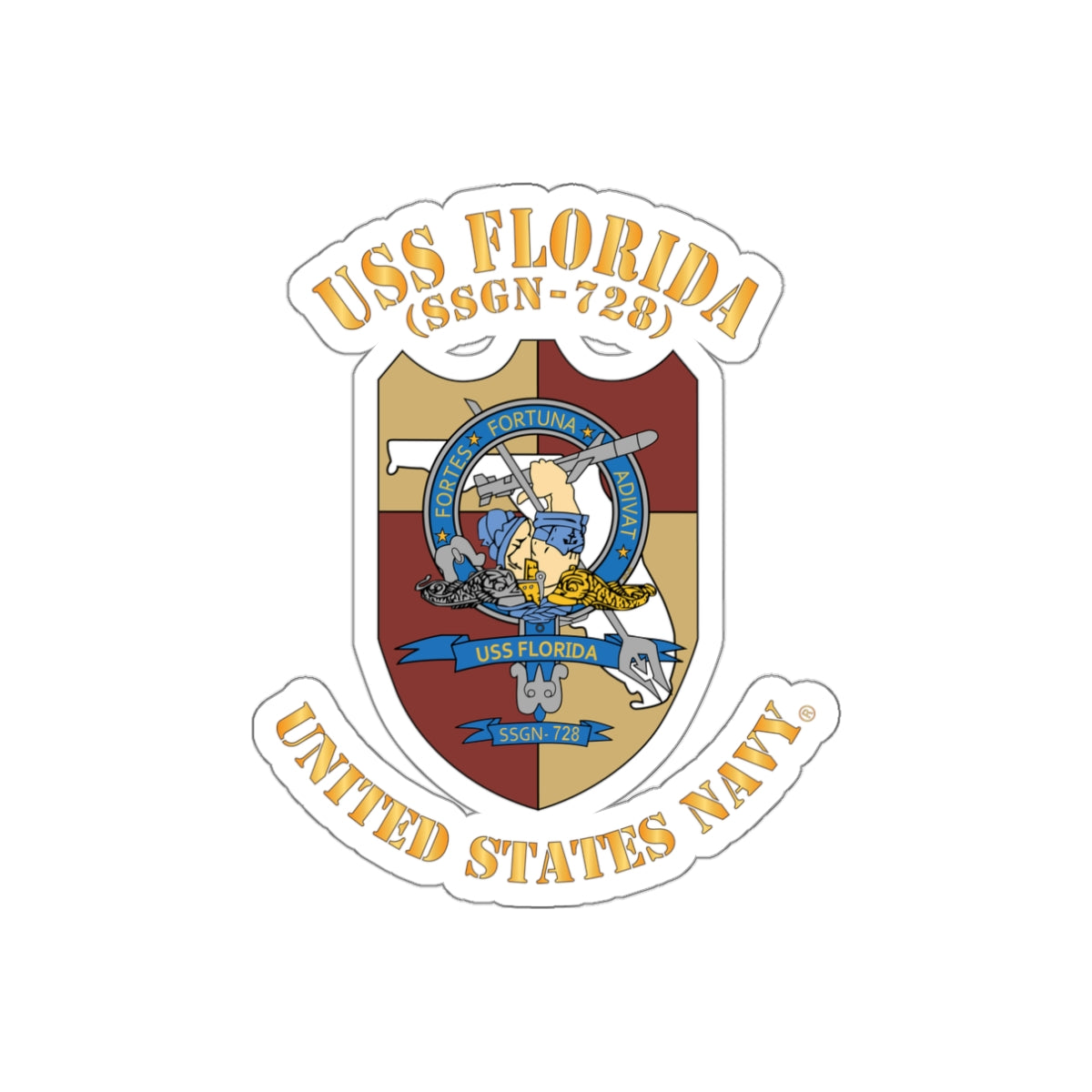 Die-Cut Vinyl Sticker - Navy - USS Florida (SSGN-728)