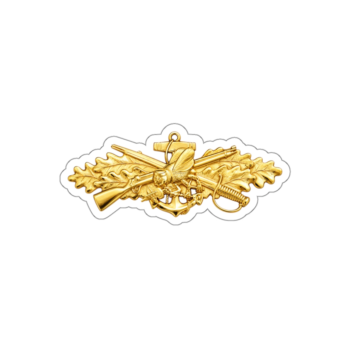 Die-Cut Vinyl Sticker - Navy - Badge - Seabee combat warfare specialist wo txt - Officer - 3D - Enhanced