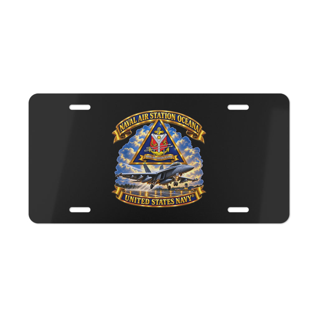 Vanity License Plate - Navy - Naval Air Station Oceana - Crest with Aircraft - United States Navy - 3D - Enhanced