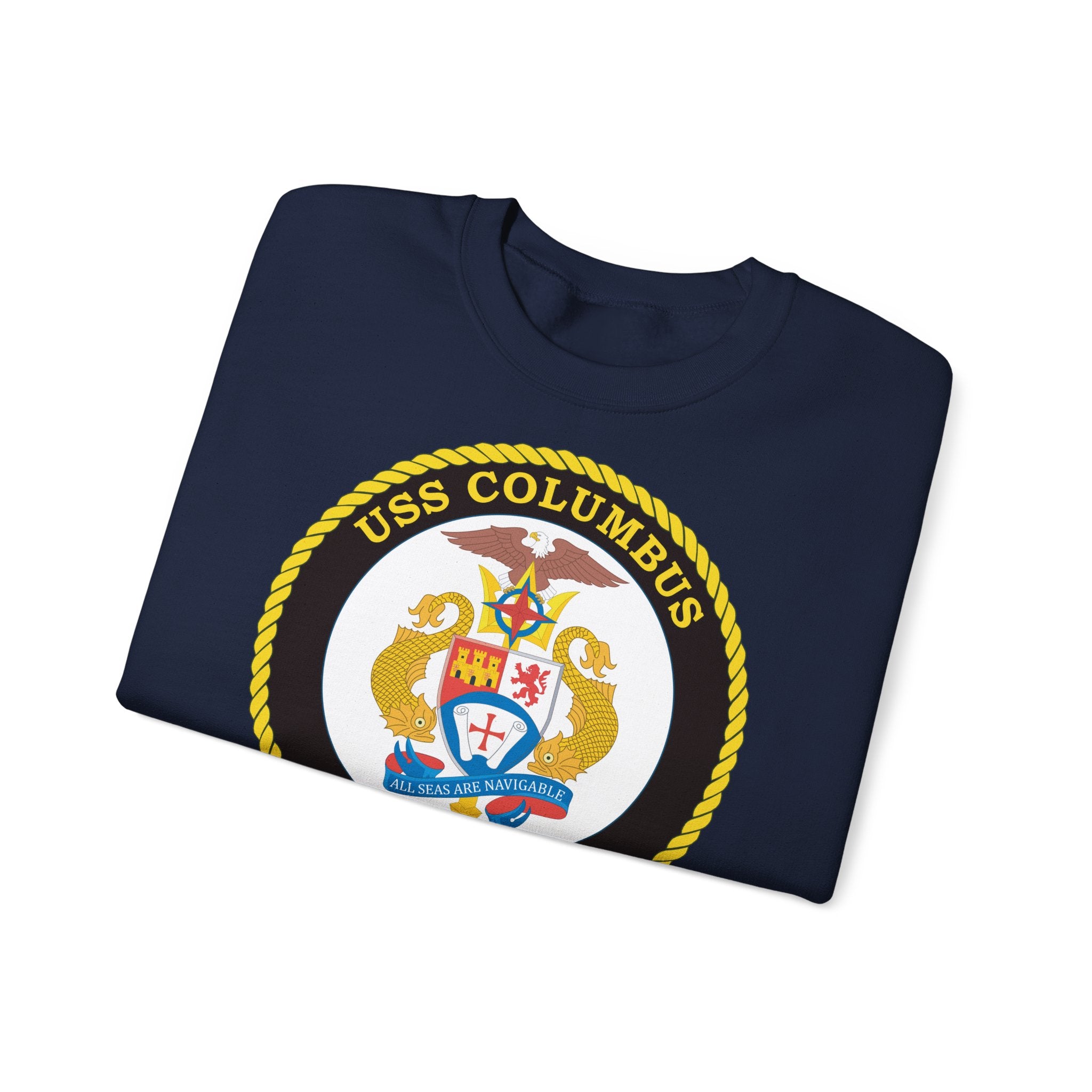 Unisex Heavy Blend™ Crewneck Sweatshirt - Navy - USS Columbus (SSN-762) wo txt