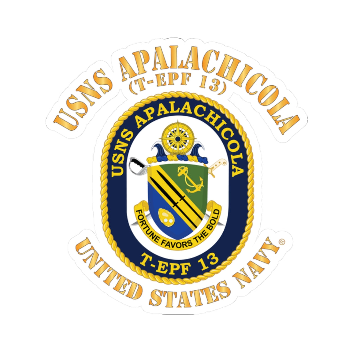 Kiss-Cut Stickers - Navy - USNS Apalachicola (T-EPF 13)