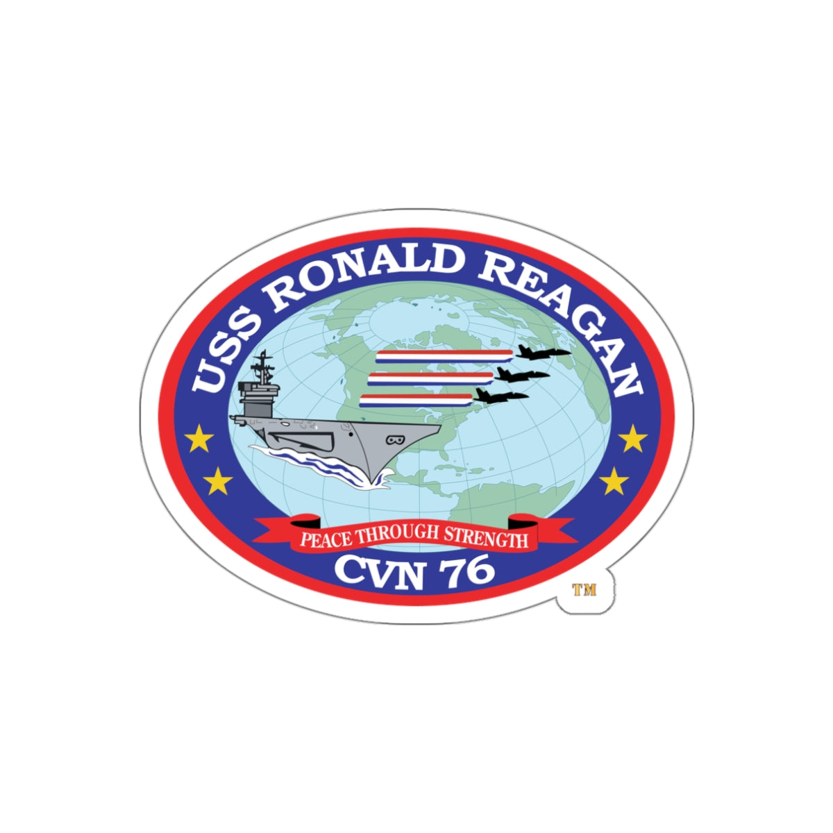 Die-Cut Vinyl Sticker - Navy - USS Ronald Reagan (CVN-76) wo txt X 300