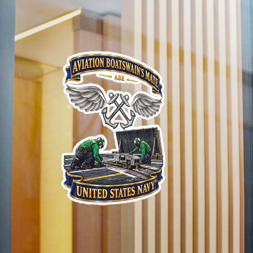 Kiss-Cut Vinyl Decal - Navy - Rate - Aviation Boatswain's Mate (ABE) - with Scene - 3D - Enhanced