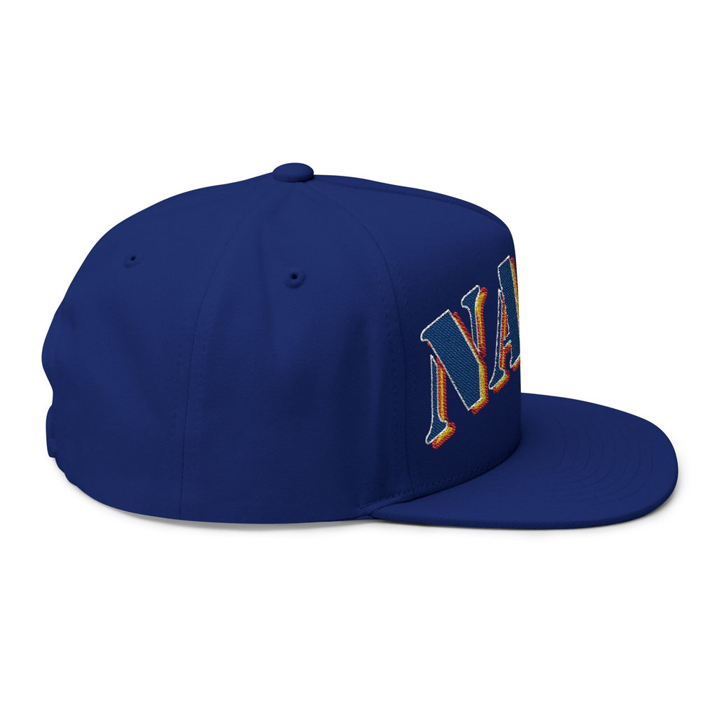 US Navy Embroidered Flat Bill Hat — Retro Varsity Military Style