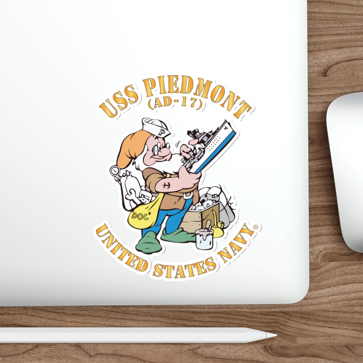 Die-Cut Vinyl Sticker - Navy - USS Piedmont (AD-17)