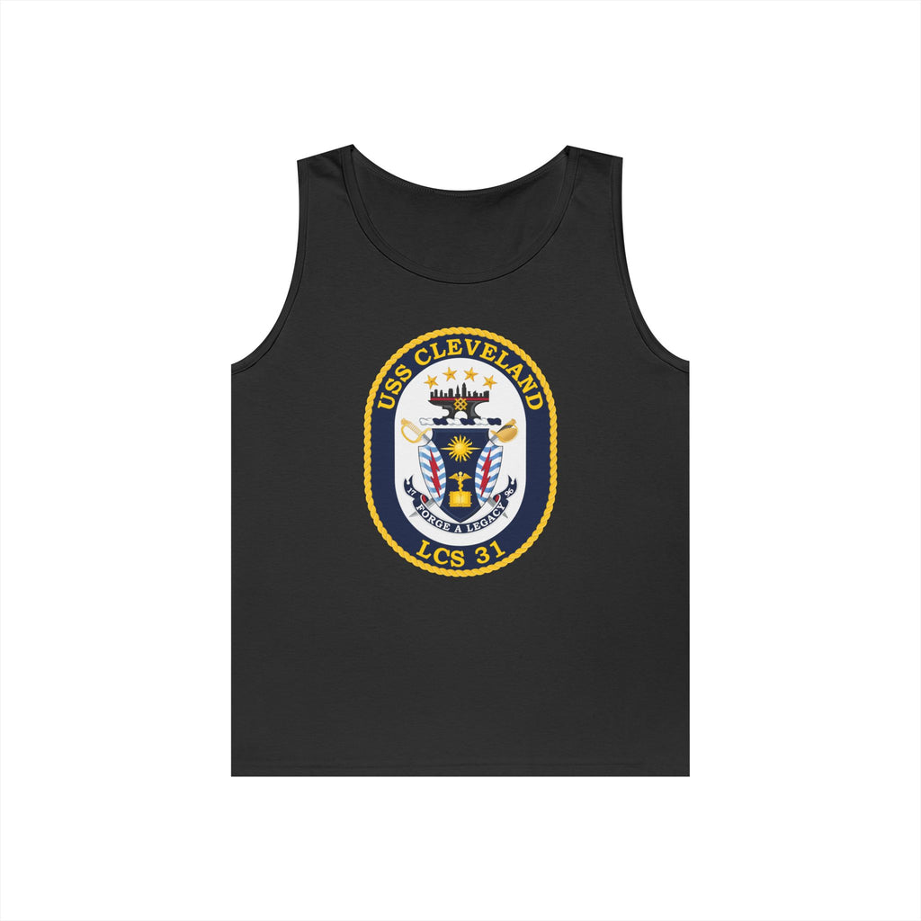 Unisex Heavy Cotton Tank Top - Navy - USS Cleveland (LCS-31) wo txt