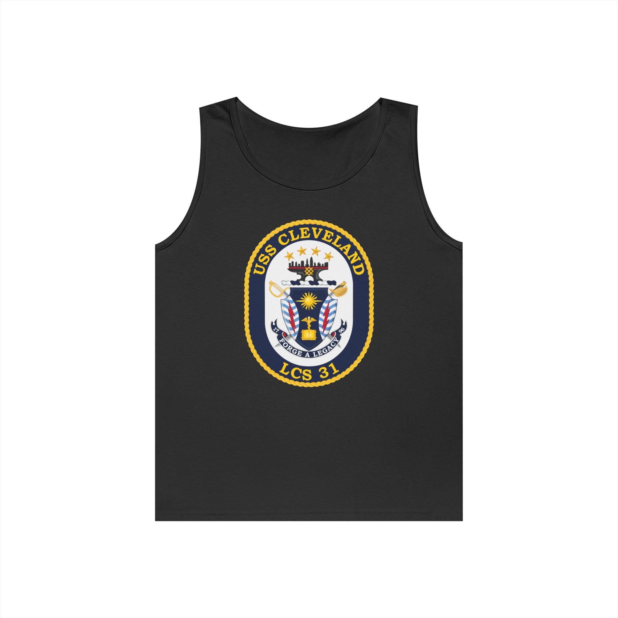 Unisex Heavy Cotton Tank Top - Navy - USS Cleveland (LCS-31) wo txt