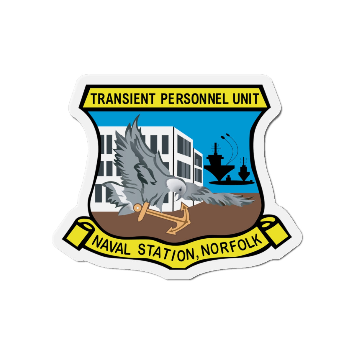 Die-Cut Magnet - Navy - Transient Personnel Unit - Naval Station Norfolk wo Txt