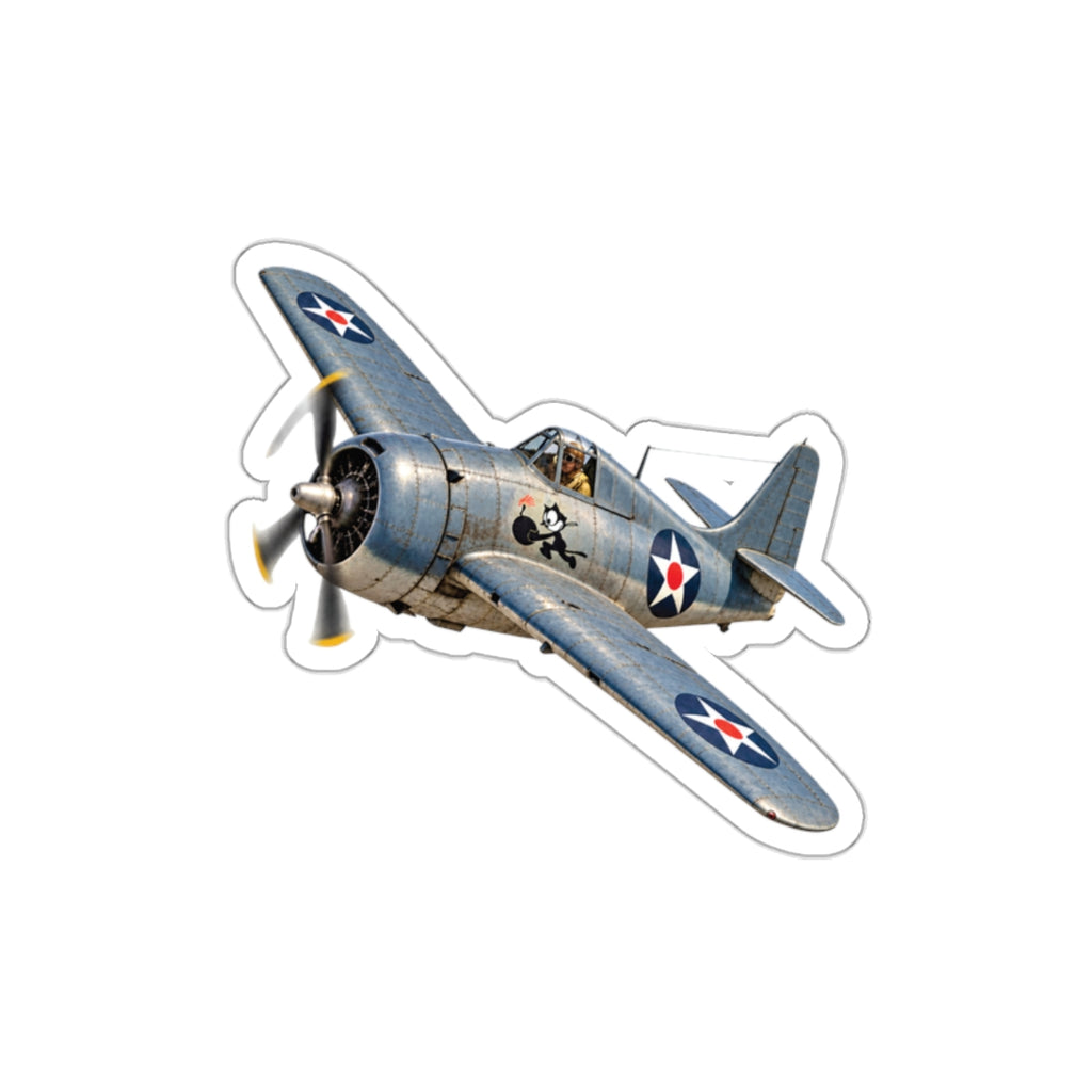 Die-Cut Vinyl Sticker - NAVY - VF - 3 - Wildcat w FELIX WWI Insignia - 3D - Enhanced