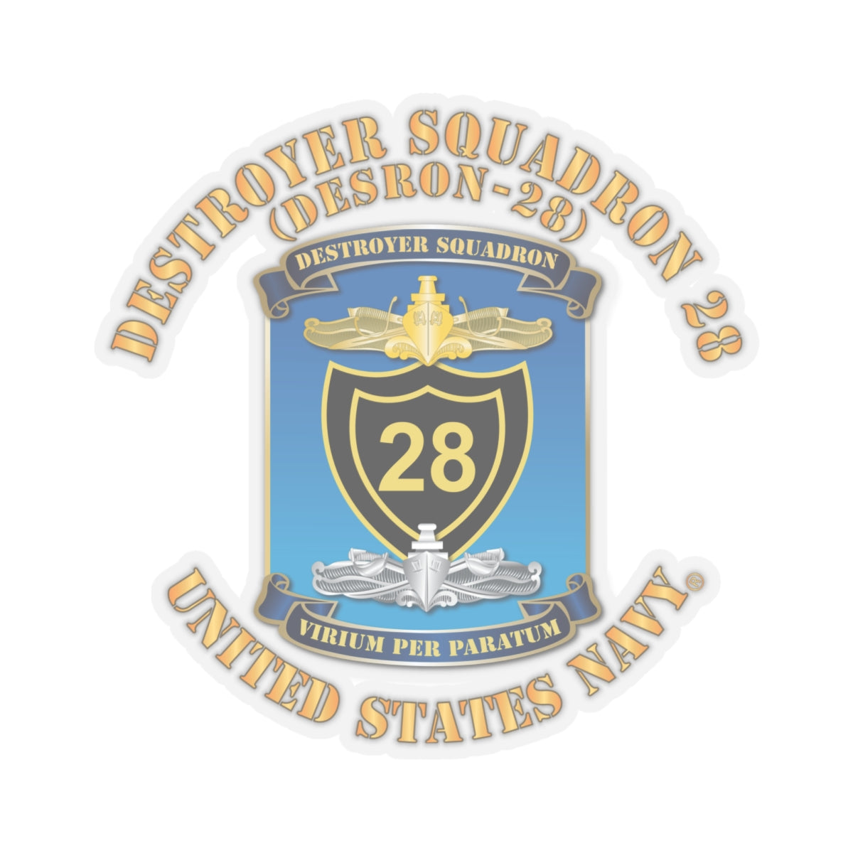 Kiss-Cut Stickers - Navy - Destroyer Squadron 28 (DESRON-28)