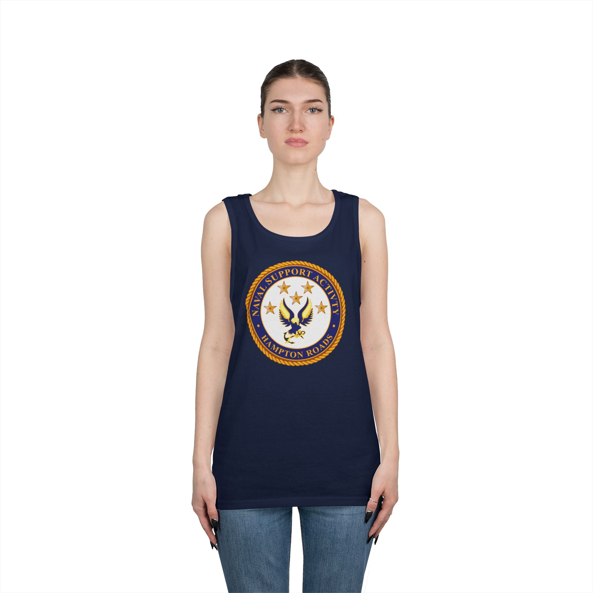 Unisex Heavy Cotton Tank Top - Navy - Naval Support Activity - Hampton Roads