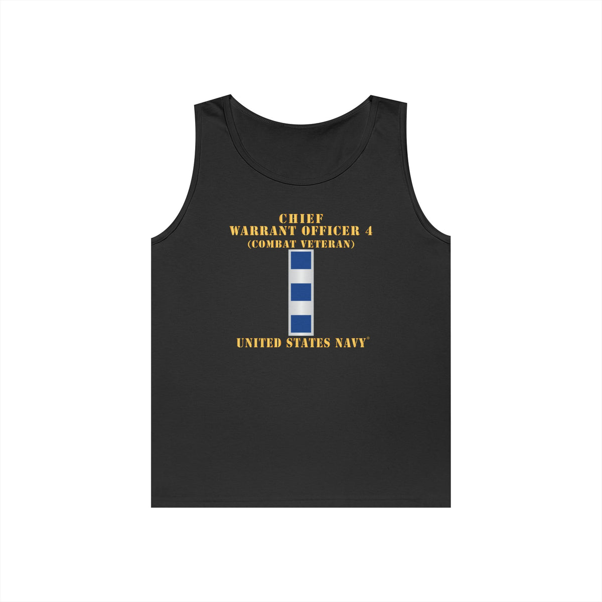 Unisex Heavy Cotton Tank Top - Navy - Chief Warrant Officer 4 - CW04 - Combat Veteran