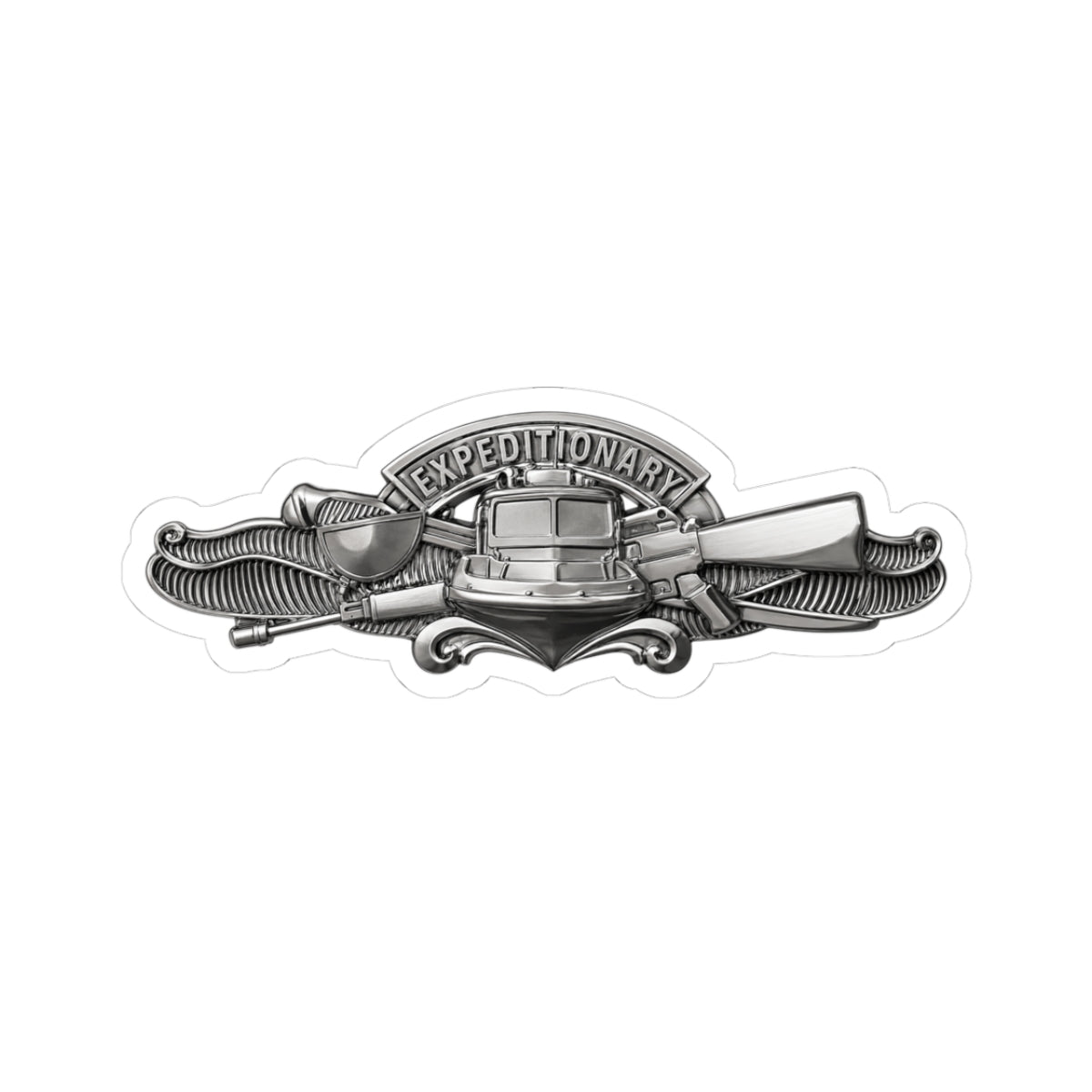 Kiss-Cut Stickers - Navy - Badge - Expeditionary Warfare (EXW) wo txt - Officer - 3D - Enhanced